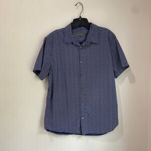 Slate & Stone Navy Circle Print Short Sleeve Button Down Size L